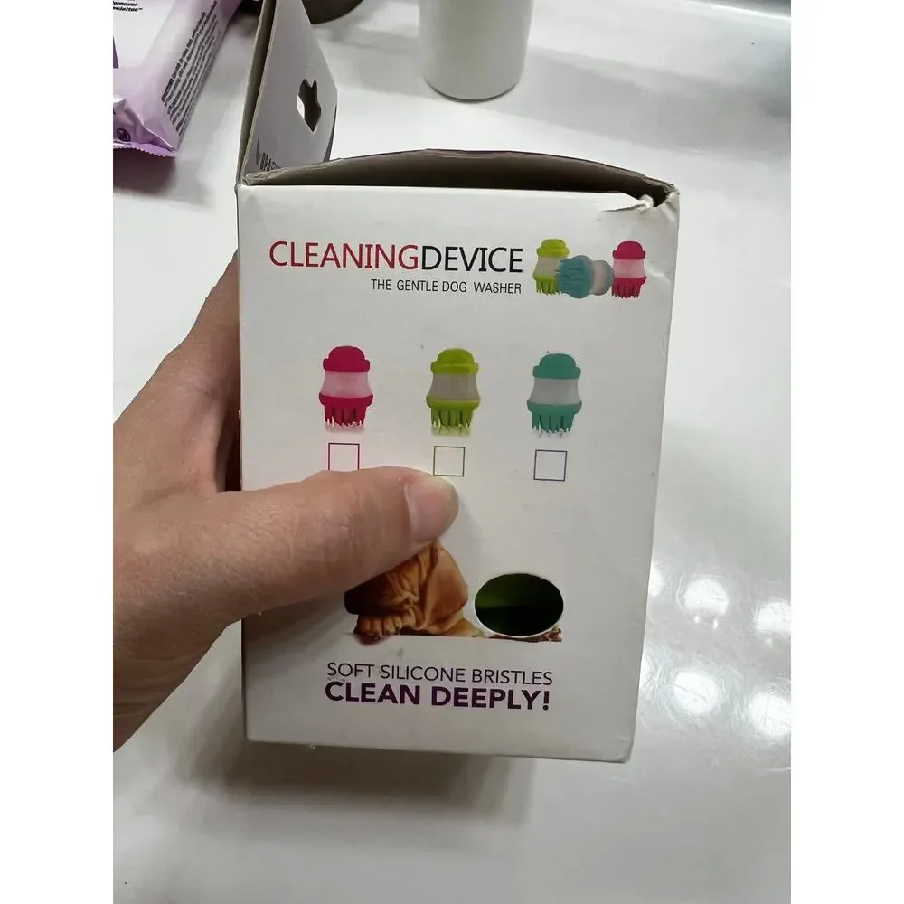 Clean Device Dogs Gentle Soft Silicone Bristles Pet Skin Bathing Brush Green